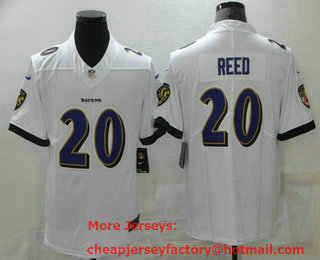 Men's Baltimore Ravens #20 Ed Reed White 2017 Vapor Untouchable Stitched NFL Nike Limited Jersey
