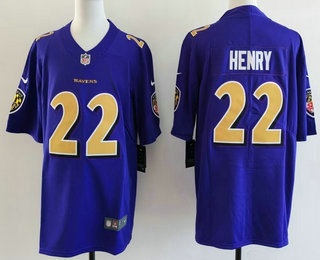 Men's Baltimore Ravens #22 Derrick Henry Limited Purple Alternate Vapor Jersey
