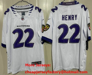 Men's Baltimore Ravens #22 Derrick Henry Limited White Vapor Jersey