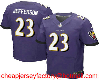 Men's Baltimore Ravens #23 Tony Jefferson Purple Team Color Stitched NFL Nike Elite Jersey