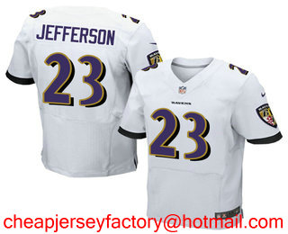 Men's Baltimore Ravens #23 Tony Jefferson White Road Stitched NFL Nike Elite Jersey