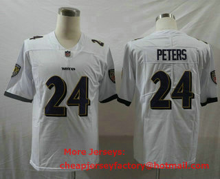 Men's Baltimore Ravens #24 Marcus Peters White 2017 Vapor Untouchable Stitched NFL Nike Limited Jersey