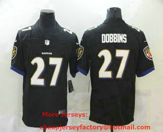Men's Baltimore Ravens #27 J.K. Dobbins Black 2020 Vapor Untouchable Stitched NFL Nike Limited Jersey
