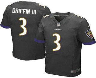 Men's Baltimore Ravens #3 Robert Griffin III Black Alternate Stitched NFL Nike Elite Jersey