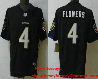 Men's Baltimore Ravens #4 Zay Flowers Limited Black FUSE Vapor Jersey