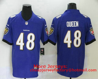 Men's Baltimore Ravens #48 Patrick Queen Purple 2020 Vapor Untouchable Stitched NFL Nike Limited Jersey