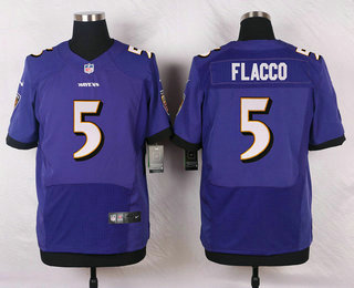 Men's Baltimore Ravens #5 Joe Flacco Purple Team Color NFL Nike Elite Jersey