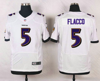Men's Baltimore Ravens #5 Joe Flacco White Road NFL Nike Elite Jersey