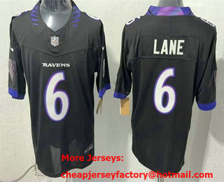 Men's Baltimore Ravens #6 JaKobi Lane Limited Black FUSE Vapor Jersey