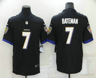 Men's Baltimore Ravens #7 Rashod Bateman Black 2022 Vapor Untouchable Stitched NFL Nike Limited Jersey