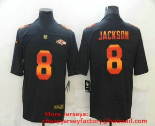 Men's Baltimore Ravens #8 Lamar Jackson Black 2020 Colorful  Vapor Fashion Limited Nike NFL Jersey