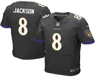Men's Baltimore Ravens #8 Lamar Jackson Black Alternate Stitched NFL Nike Elite Jersey