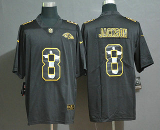 Men's Baltimore Ravens #8 Lamar Jackson Jesus Faith Black Vapor Untouchable Stitched NFL Nike Limited Jersey