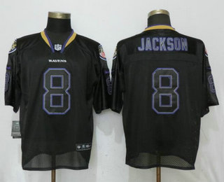 Men's Baltimore Ravens #8 Lamar Jackson Lights Out Black Stitched NFL Nike Elite Jersey