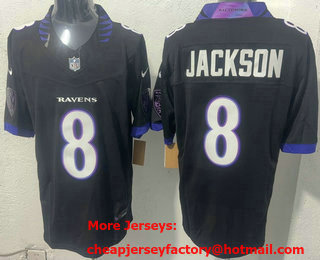 Men's Baltimore Ravens #8 Lamar Jackson Limited Black FUSE Vapor Jersey