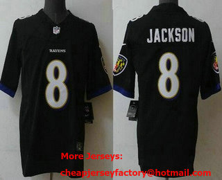 Men's Baltimore Ravens #8 Lamar Jackson Limited Black FUSE Vapor Jersey