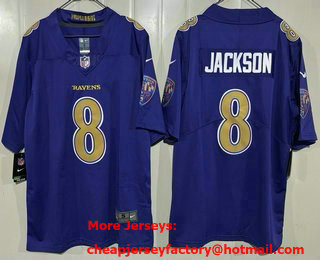Men's Baltimore Ravens #8 Lamar Jackson Limited Purple Alternate Vapor Jersey