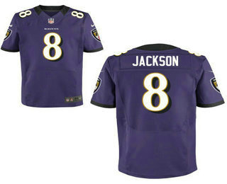 Men's Baltimore Ravens #8 Lamar Jackson Purple Team Color Stitched NFL Nike Elite Jersey