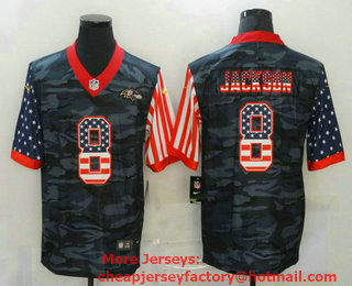 Men's Baltimore Ravens #8 Lamar Jackson USA Camo 2020 Salute To Service Stitched NFL Nike Limited Jersey 01