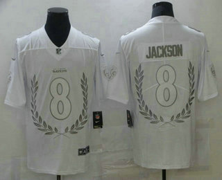 Men's Baltimore Ravens #8 Lamar Jackson White Peace Edition 2020 Vapor Untouchable Stitched NFL Nike Limited Jersey