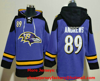 Men's Baltimore Ravens #89 Mark Andrews Black Ageless Must Have Lace Up Pullover Hoodie