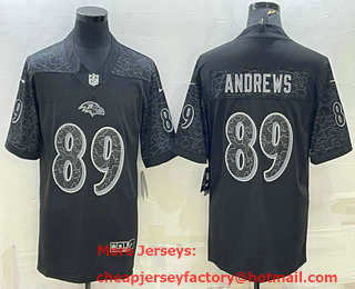 Men's Baltimore Ravens #89 Mark Andrews Black Reflective Limited Stitched Football Jersey