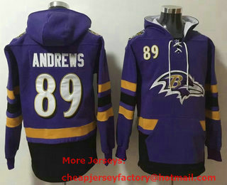 Men's Baltimore Ravens #89 Mark Andrews NEW Purple Pocket Stitched NFL Pullover Hoodie