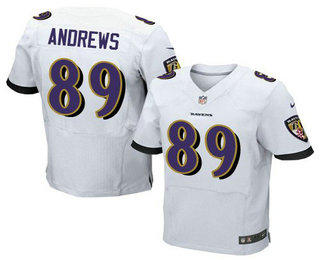 Men's Baltimore Ravens #89 Mark Andrews White Road Stitched NFL Nike Elite Jersey