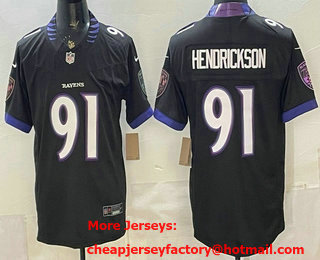 Men's Baltimore Ravens #91 Trey Hendrickson Limited Black FUSE Vapor Jersey