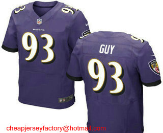 Men's Baltimore Ravens #93 Lawrence Guy Purple Team Color Stitched NFL Nike Elite Jersey