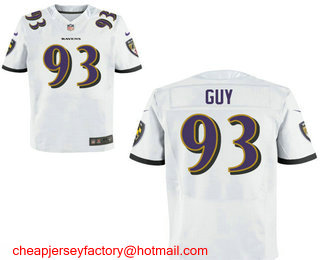 Men's Baltimore Ravens #93 Lawrence Guy White Road Stitched NFL Nike Elite Jersey