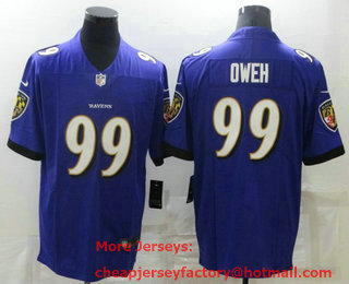 Men's Baltimore Ravens #99 Odafe Oweh Purple 2021 Vapor Untouchable Stitched NFL Nike Limited Jersey