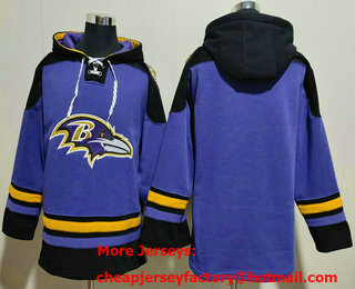 Men's Baltimore Ravens Blank Black Ageless Must Have Lace Up Pullover Hoodie