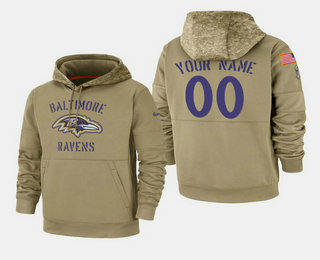Men's Baltimore Ravens Custom 2019 Salute to Service Sideline Therma Pullover Hoodie