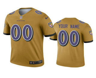 Men's Baltimore Ravens Custom Gold Inverted Legend Jersey