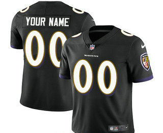 Men's Baltimore Ravens Custom Vapor Untouchable Black Alternate NFL Nike Limited Jersey