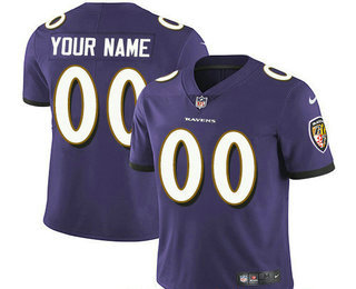 Men's Baltimore Ravens Custom Vapor Untouchable Purple Team Color NFL Nike Limited Jersey
