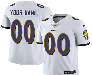 Men's Baltimore Ravens Custom Vapor Untouchable White Road NFL Nike Limited Jersey