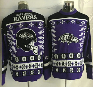 Men's Baltimore Ravens Purple With Black NFL Sweater
