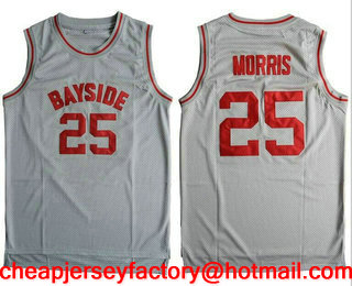 Men's Bayside Tigers #25 Zack Morris Gray Swingman Stitched Basketball Jersey The Movie Saved By The Bell Jerseys