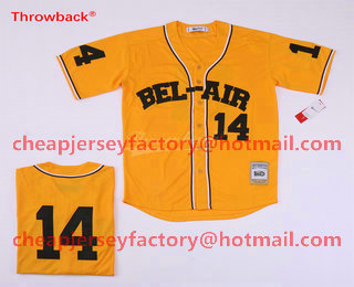 Men's Bel-Air Academy #14 Will Smith Yellow Baseball Jersey