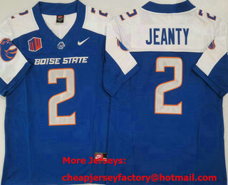 Men's Boise State Broncos #2 Ashton Jeanty Blue Thanksgiving FUSE College Football Jersey