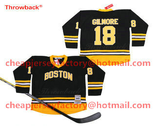 Men's Boston Bruins #18 Happy Gilmore Black Hockey Throwback Jersey