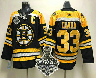 Men's Boston Bruins #33 Zdeno Chara Black 2019 NHL Stanley Cup Final Patch Adidas Stitched NHL Jersey