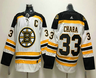 Men's Boston Bruins #33 Zdeno Chara Whit With C Patch 2017-2018 Hockey Stitched NHL Jersey