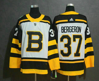 Men's Boston Bruins #37 Patrice Bergeron White 2019 Winter Classic Adidas Stitched NHL Jersey