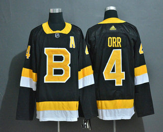 Men's Boston Bruins #4 Bobby Orr Black 2019-20 Alternate Authentic Adidas Stitched NHL Jersey