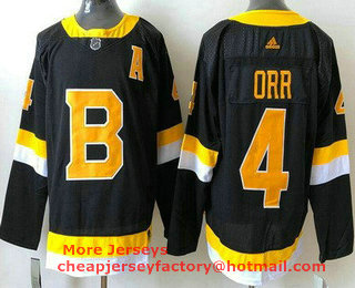 Men's Boston Bruins #4 Bobby Orr Black Third Authentic Jersey