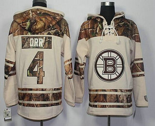 Men's Boston Bruins #4 Bobby Orr Old Time Hockey Cream With Camo Hoodie