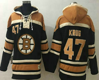 Men's Boston Bruins #47 Torey Krug Black Stitched NHL Old Time Hockey Hoodie